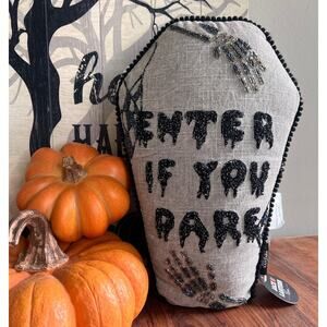 Jack O Lantern Lane Coffin Pillow Enter If You Dare Rhinestone Accents